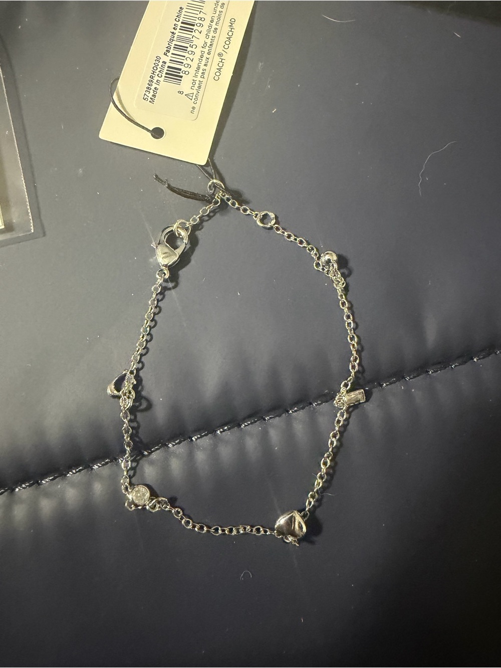Coach Silver Tone Charm Link Bracelet - Silver